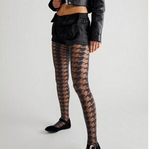 Emilio Cavallini 3D Houndstooth/Dogtooth Tights Grey L/XL